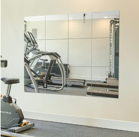 Compact mirror tiles for small home gym