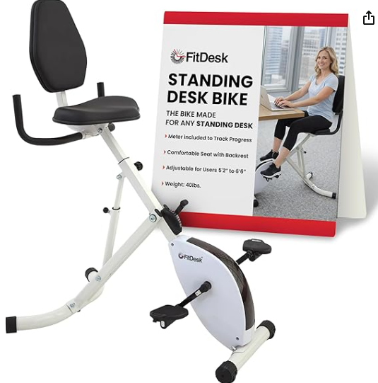 Exercise bike with desk for laptop use