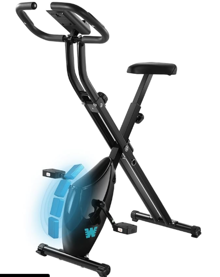 Foldable magnetic exercise bike with resistance bands