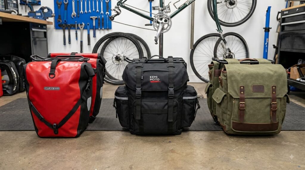 Comparison of Ortlieb KEMIMOTO and Banjo Brothers bicycle pannier bags