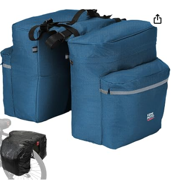 KEMIMOTO 34L waterproof bike pannier bags with rain cover for commuting