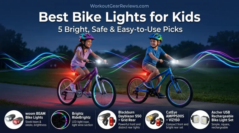 Best bike lights for kids featuring woom BEAM, Brightz RideBrightz, Blackburn, CatEye, and Ascher rechargeable bicycle lights.