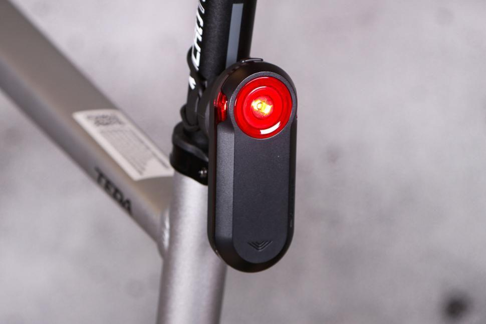 Garmin Varia RTL515 rear bicycle radar and tail light attached to a bicycle seat post.