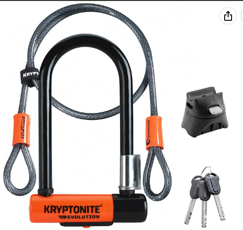 Kryptonite Evolution Mini-7 bicycle U-lock with cable for everyday eBike security.