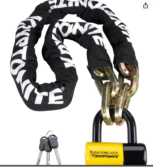 Kryptonite New York Fahgettaboudit hardened steel chain lock for securing an eBik